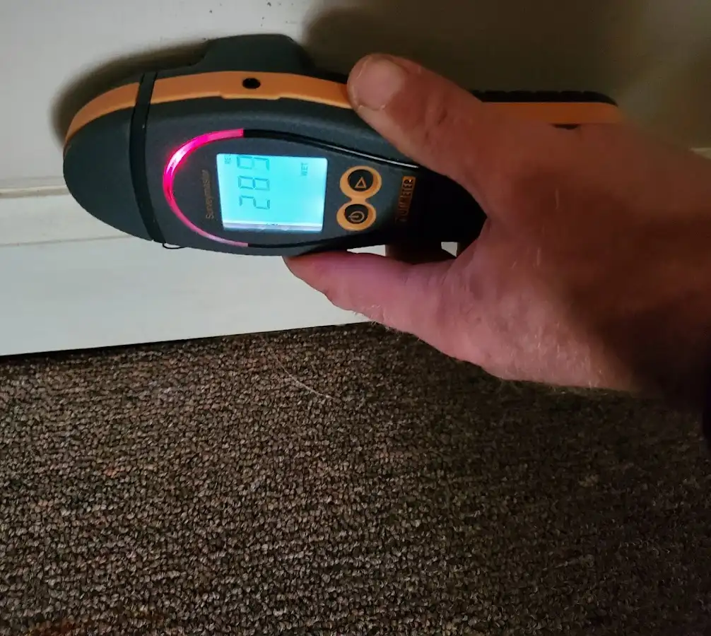 Moisture detection at baseboard during Sewage Cleanup & Sanitation in West Long Branch